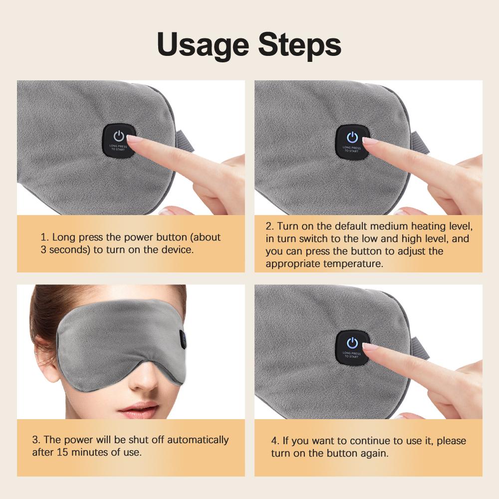 Electric Heated Eye Mask 3D Eye Mask for Dry Eyes Dark Circles Shading Sleeping Hot Compress Eye Mask Adjustable Sleep Eye Mask