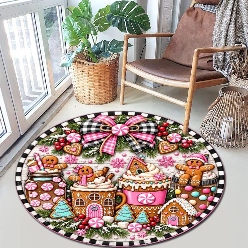 Cute cartoon gingerbread man Christmas gift rug home soft decorative anti-slip yoga table and chair mat carpet outdoor floor mat carpet Y1