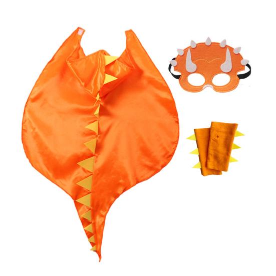 Barne Halloween Kostymer Fest Cosplay Kappe Lys Farge 3D Design Hette Ansiktsmaske Løs Glatt dyredrakt Dinosaur Cape Makeup Kostymer Rekvisitter