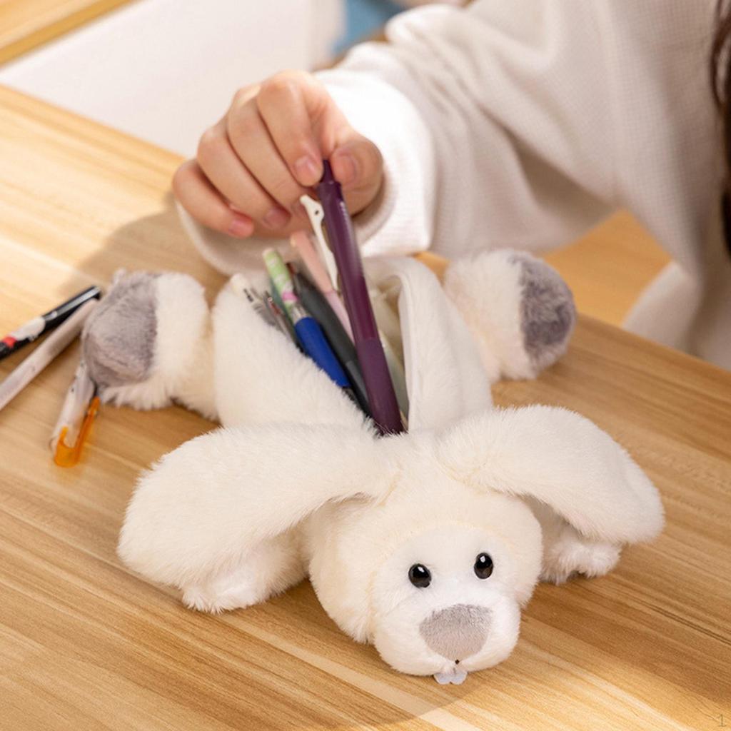 Plush Pencil Case Animal Stationery Pouch Portable Fashion Purse Zipper Closure