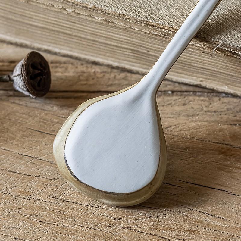 Flower Collection Series Spoon Coarse Pottery Spoon Household Spoon Retro Style Afternoon Tea Stirring Spoon Light Luxury Retro