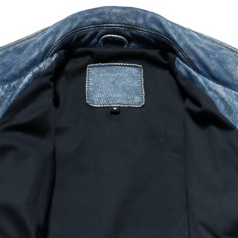 Çince Beden Vintage Mavi 507 Rahat Hakiki Deri Ceket Erkek Gerçek İnek Derisi İnce Bomber Ceket Erkek Deri Ceket Sonbahar Erkek Giysileri