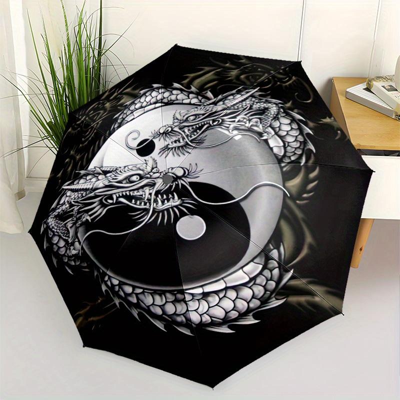 Yin Yang Dragon Automatic Folding Umbrella Compact Lightweight Retractable Design For Outdoor Adventures And Travelt9