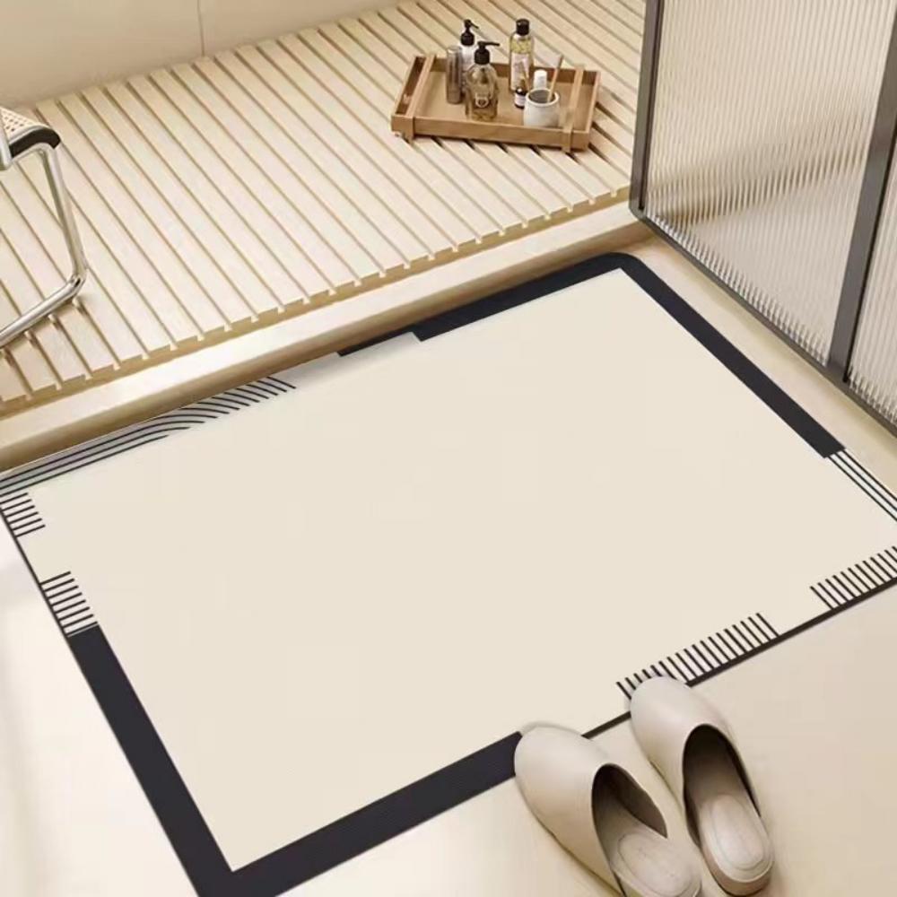 Dot Line Geometric Printed Bath Mat Quick Dry Bathroom Rug Thin Stripe Minimalist Graphic For Shower Room Floor Decor
