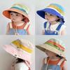 Kids Summer Mesh Sun Hat Breathable UV Protection Bucket Cap for Boys Girls Students Outdoor Yellow Shade