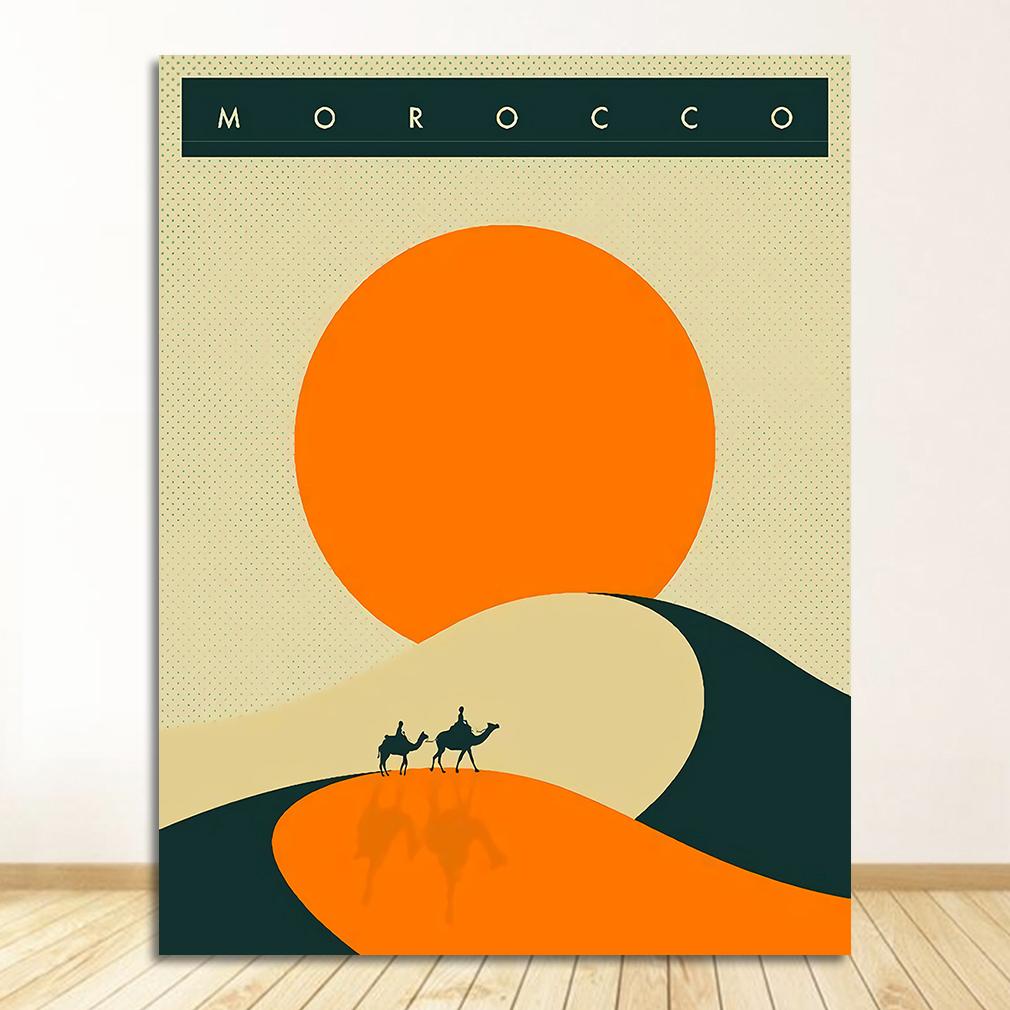 Canvas Paintings Vintage Wall Kraft Posters Coated Stickers Home Decorative Gift Visit Africa Morocco Desert Travel
