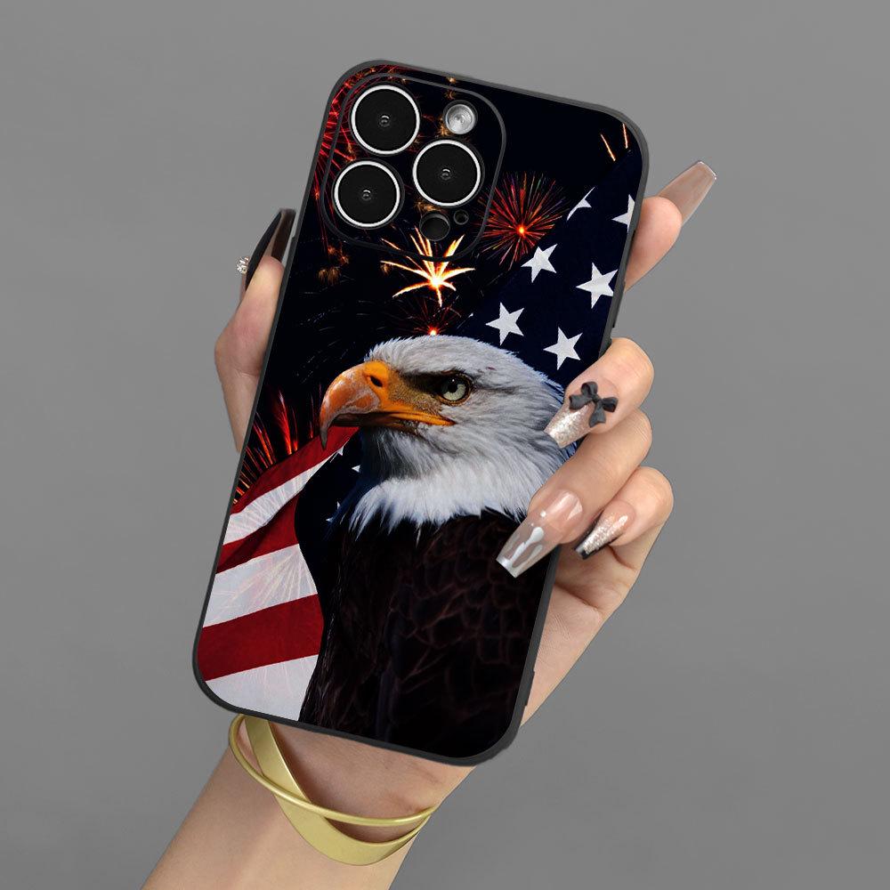 

Защитный чехол для объектива с рисунком флага и орла для Apple iPhone 15 iPhone 15 Pro Max чёрный