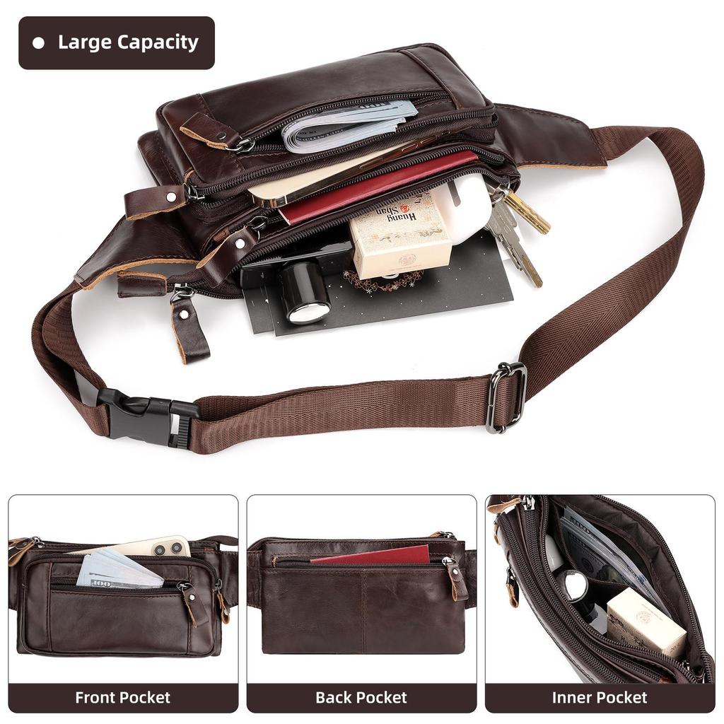 Humerpaul Famosa marca de moda para hombres, riñoneras de cuero genuino, organizador, bolsa de viaje para el pecho, cinturón de cintura, riñonera pequeña para teléfono móvil