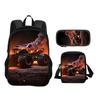 Monster Jam Round Front Bag Backpack Pen Bag Shoulder Bag 3Pcs Set Cartoon Print Student's Best Campus Companion Birthday Gift
