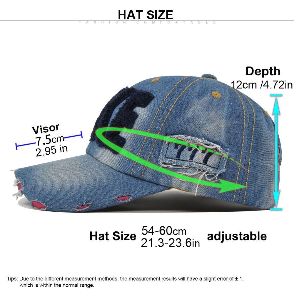 Cappellino da Baseball con Ricamo Lettera COLORATA TAKE Visiera in Denim Cappelli da Baseball da Cowboy Regolabile con Foro Perforato Cappellino con Visiera per Uomo Donna