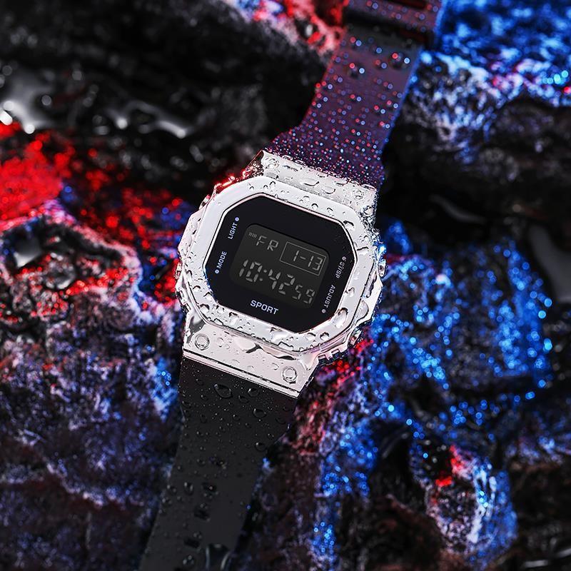 

Black Technology Electroplated Square Watch Female Style Simple Temperament Middle School Student Men S Watch Waterproof Luminous Electronic Watch