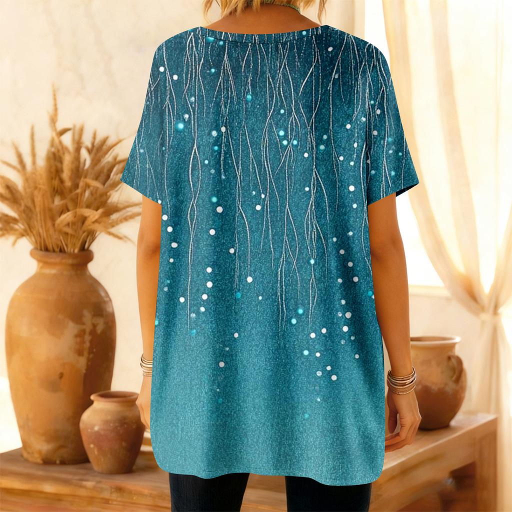 Top casual da donna alla moda a maniche corte con stampa floreale