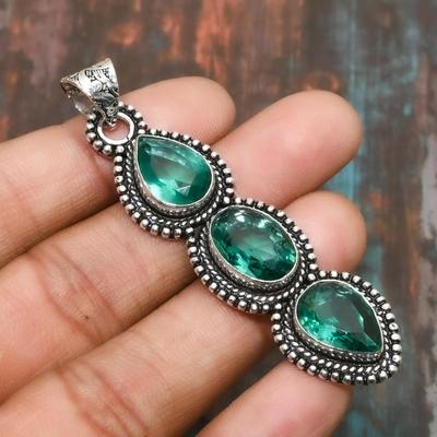 Indicolite Tourmaline Gemstone Handmade 925 Sterling Silver Jewelry Pendant Foe Women