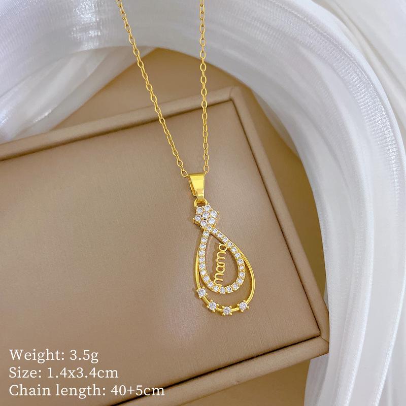 Copper Micro-Inlaid Love Fashion Light Luxury Temperament Gorgeous Full Diamond Necklace Female Versatile Collarbone Chain Titanium Steel