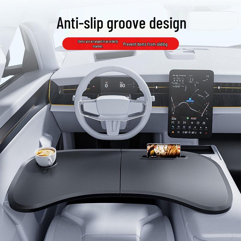 Multifunctional Car Interior Stand: Folding Dining Table & Computer Desk for Front Console.