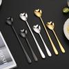 304 stainless steel ice spoon, extended heart-shaped stirrer, Korean style long handled,household coffee and dessert spoon