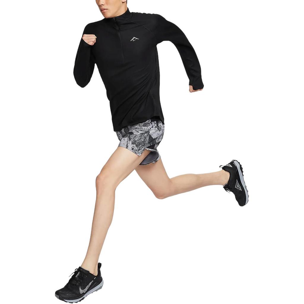 Nike Dri-Fit Trail Solid Color Comfortable Warm Quick-Dry Half-Zip Sweatshirt Unisex Sweatshirt Black Mountain-Top-White FV9995010