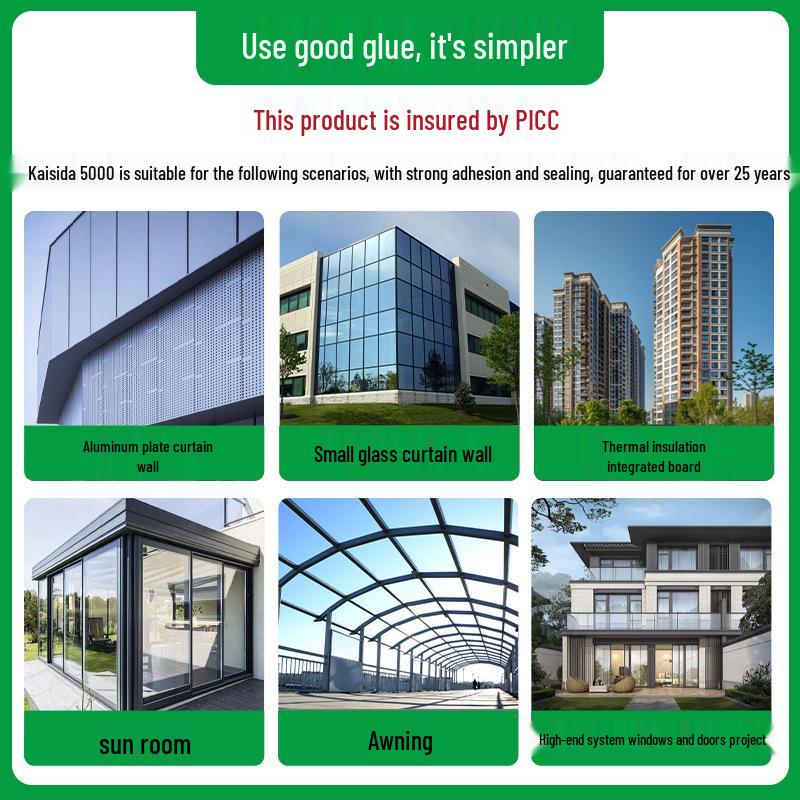 Kaisida 5000 Black Silicone Structural Adhesive for Doors, Windows, and Stone Curtain Walls