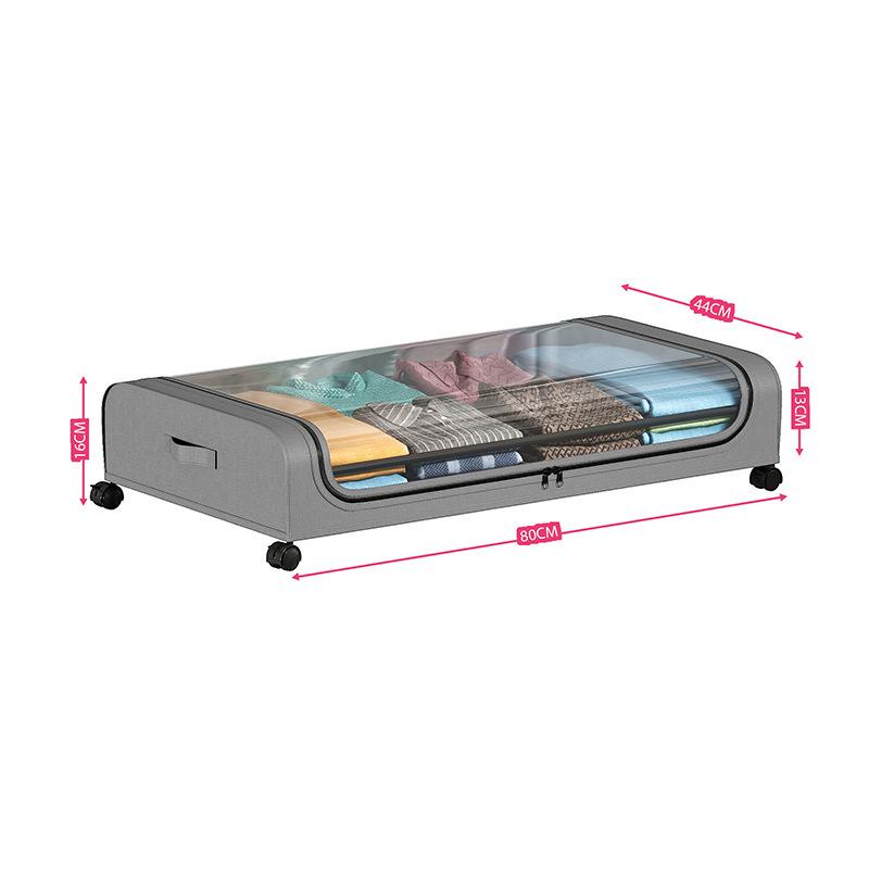 Large Under-Bed Storage Box with Wheels & Dustproof Fabric Lid