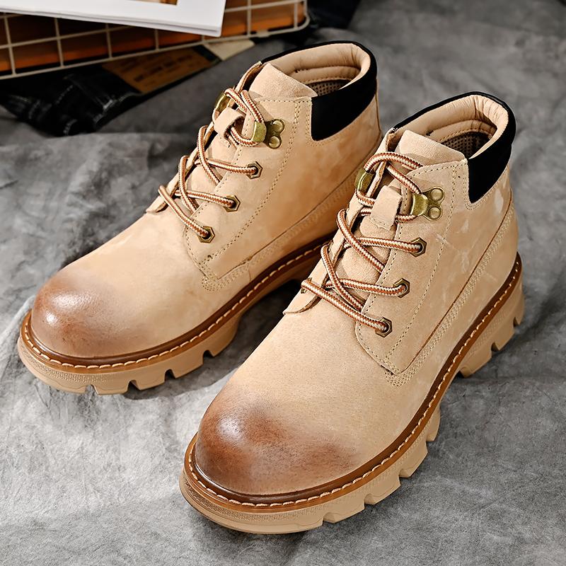 

Модные уличные кожаные мужские ботинки без застежек на платформе, роскошные брендовые мужские зимние плюшевые ботинки для снега, модные универсальные мужские ботинки для мотокросса 44 серый