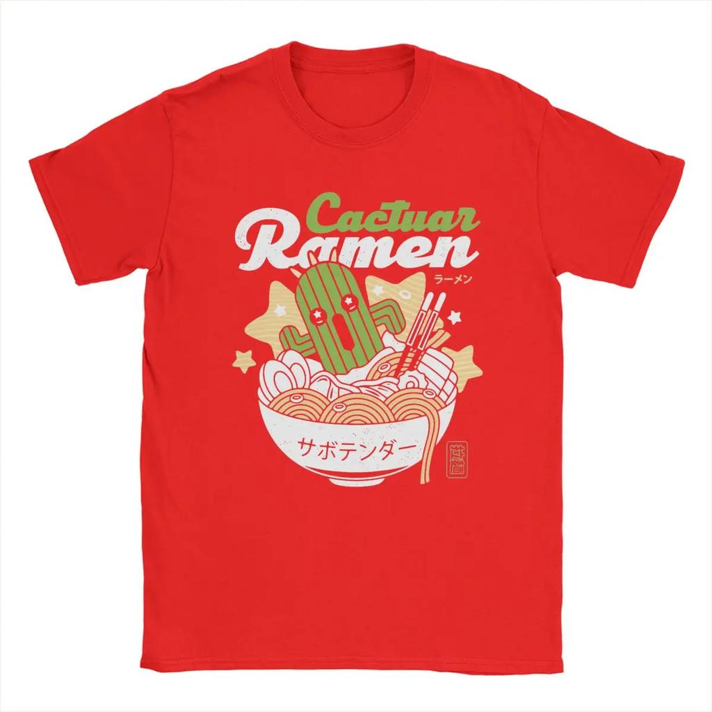 Cool Cactuar Ramen Final Fantasy T-Shirts for Men Crewneck 100% Cotton T Shirts Short Sleeve Tee Shirt Unique Tops