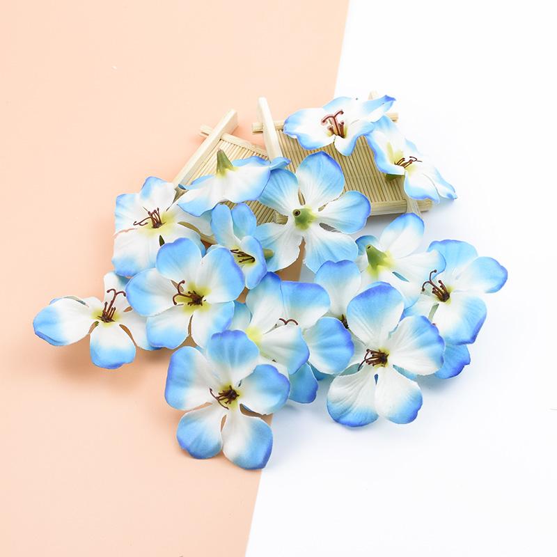 50/100PCS Artificial Flowers Silk Orchid Head Fake Cherry Flower Wall Wedding Home Decor Scrapbook Diy Gifts Candy Boxes Bouquet