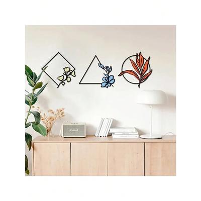 3pcs Colorful Metal Floral Wall Art Decor for Living Room Bedroom Study
