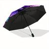 1pc Lotus StainedGlass Compact Travel Umbrella, Automatic Folding Lightweight Windproof 8-Bone Reinforced Design, Portable for Backpack Dura