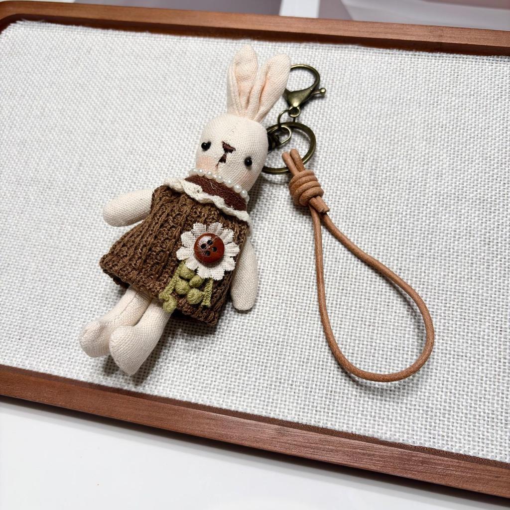 Korean Handmade Cartoon Rabbit Bag Charm Keychain & Phone Lanyard