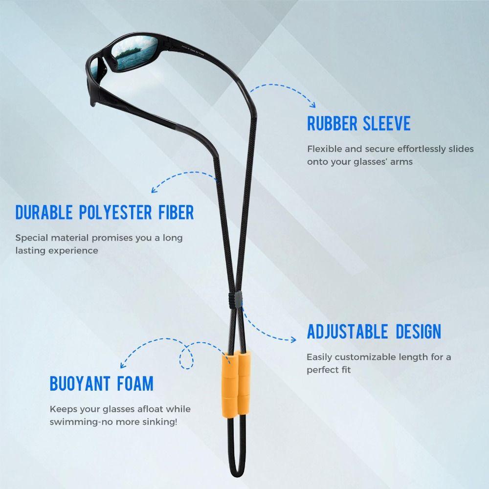 Colorful Adjustable Sunglasses Strap Floating Buoyant Glasses Retainer Eyewear Lanyard Kayaking