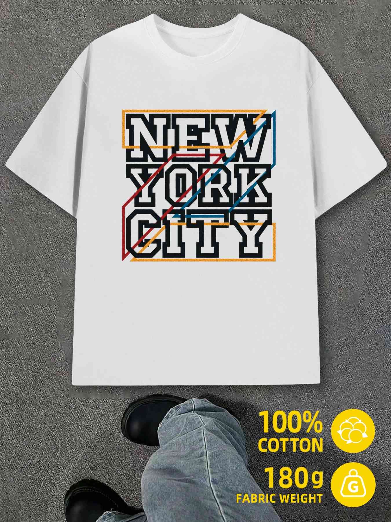 Men s T-Shirt Y2K Nyc Shirts 100 Cotton White S