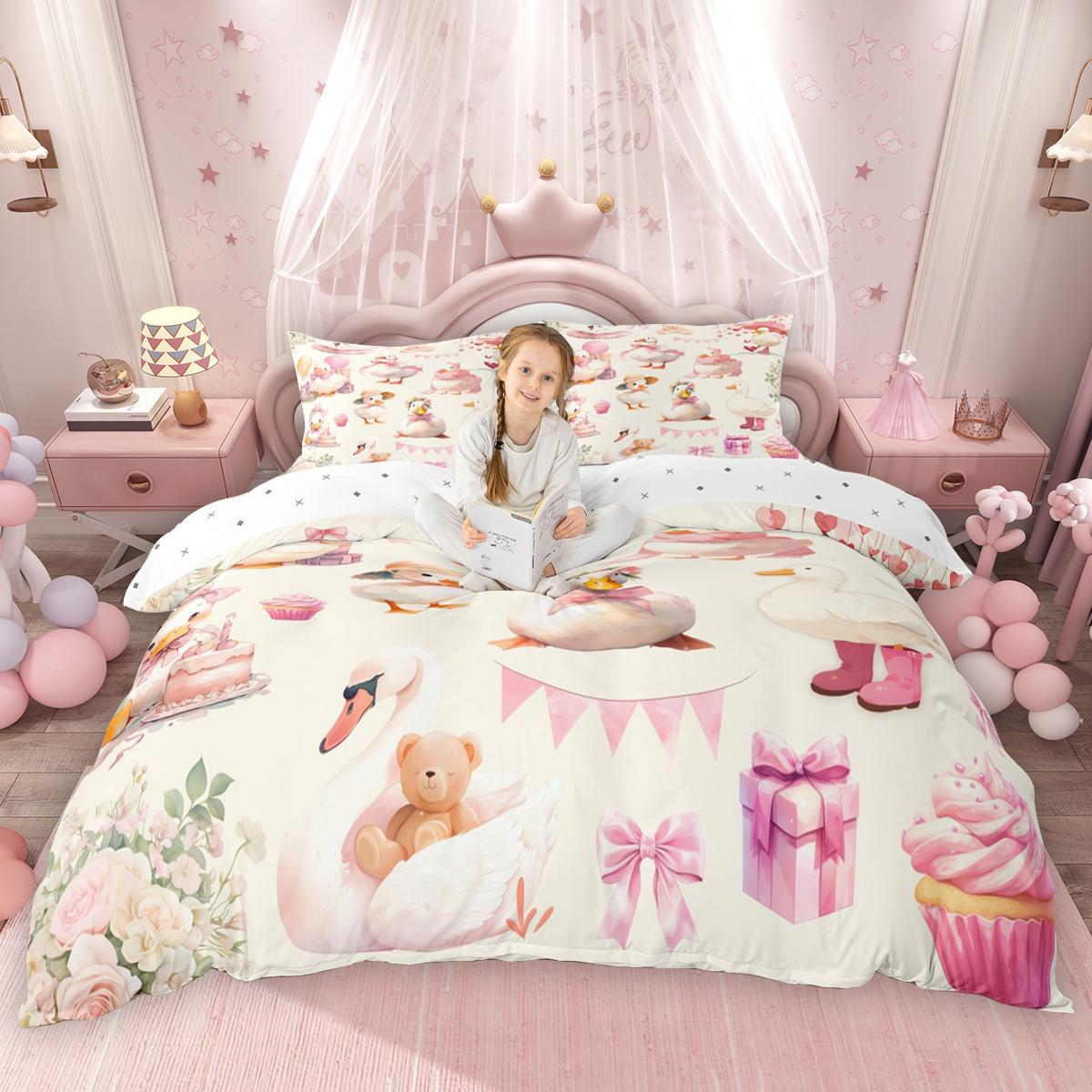 

Одеяло Homewish Кавайное Животное Для Детей Гусь Лягушка Лиса Пингвин Комплект Постельного Белья Хорёк Жираф Комплект Comforter (quilt)-EU Single(135*200cm)3pcs