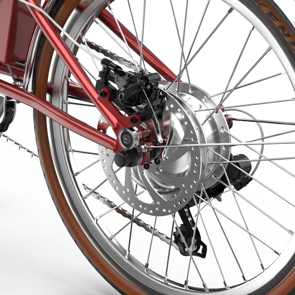 OT02PRO, rosso/verde, potenza motore 250W, 36V, batteria staccabile 5.2AH, pneumatici 20*1.35 pollici, bicicletta elettrica da città, velocità massima 25KM/H