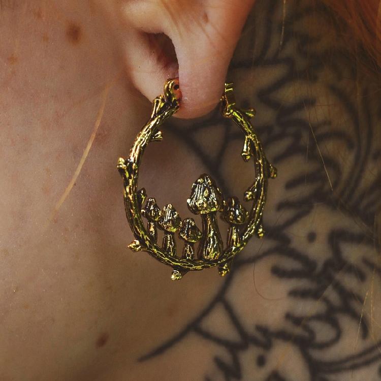 Cute Mushroom C Shaped Earring Dangle Hoop Earrings Girls Jewelry Gifts