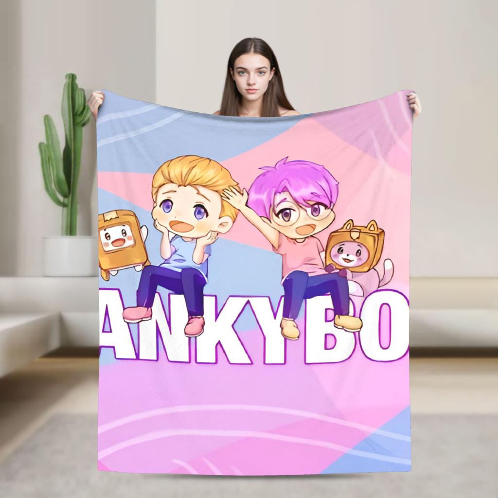 Foxy Boxy and Rocky Lankybox Blanket Soft Warm Novelty Plush Throw Blanket For Couch Bed Camping Flannel Bedspread Bed Cover