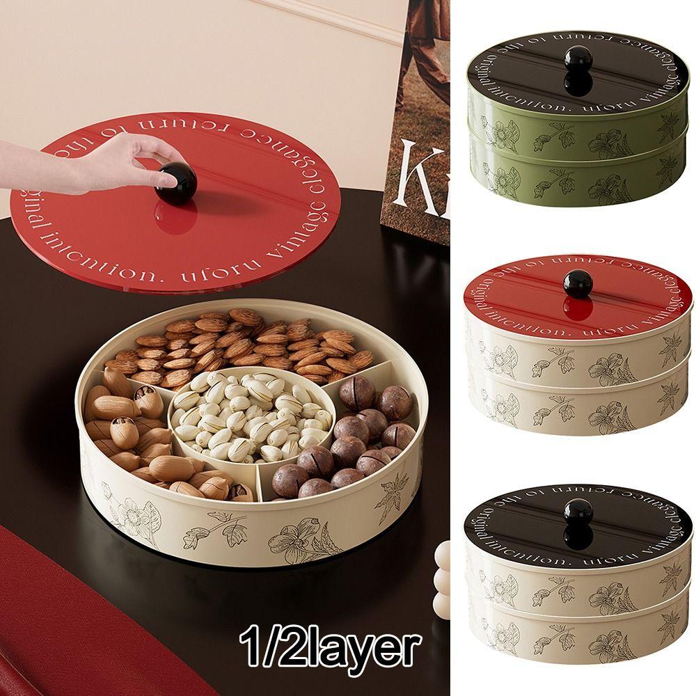 

Large capacity Dry Fruit Plate Multi-layer Dried Fruit Plates Gifts Snacks Household Candy Box two floor white
