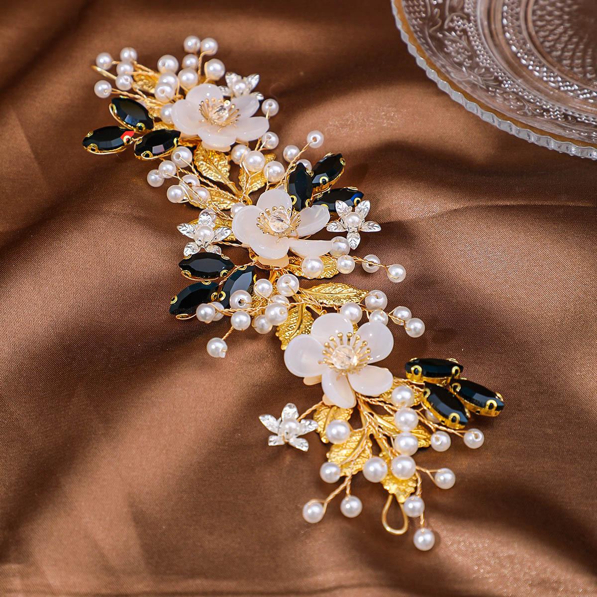 

Хрустальная жемчужная расческа для волос заколка для волос для женщин стразы цветок лист повязка на голову тиара свадебные аксессуары для волос ювелирные изделия расческа