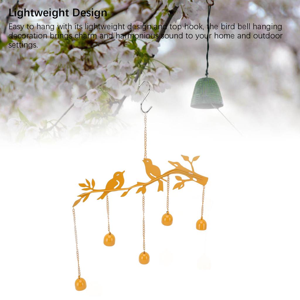 Bird Bell Outdoor Decoration Iron Elegant Look Handmade Craft Bird Bell Hanging Decor for Garden Courtyard Balcony