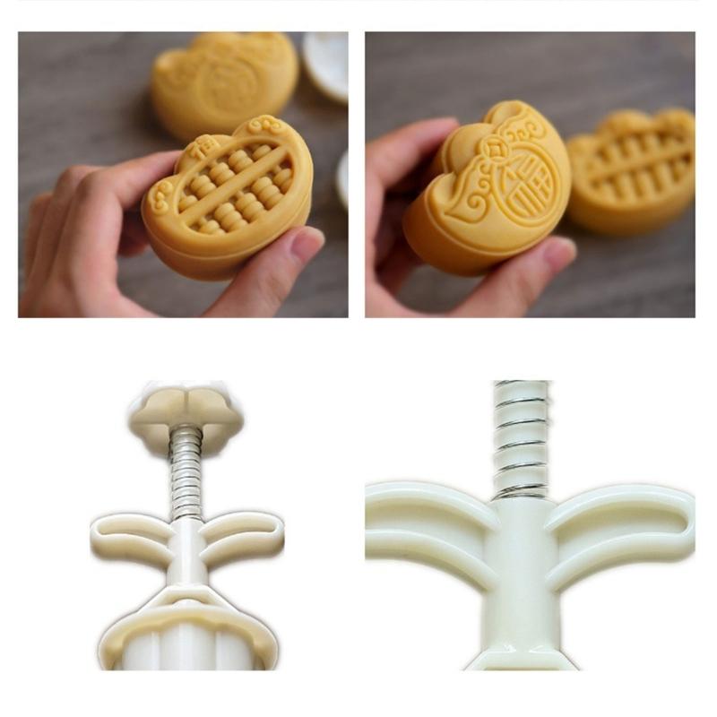 Gold Ingot Shape Mooncake Press Mold Cookie Stamps Chinese MidAutumn Moon Cake Makers Decoration Tool for DIY Cookie