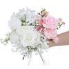 Artificial Rose and Gypsophila Set  Lifelike Faux Flower Bridal Hand Bouquet for Wedding Prop Party Event Decor