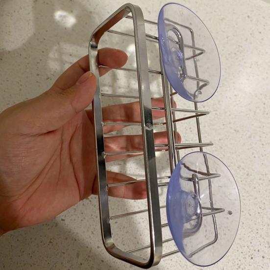 1 Set Sponge Rack Powerful Suction Cup Lightweight Kitchen Sink Sponge Brush Drainable Rack for Home Kitchen