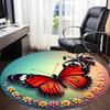 1pc Butterfly Print Chair Carpet for Office, Round Polyester Mat, Indoor Decor for Office, Easycare Fabric, Washable Non-slip Area Carpet
