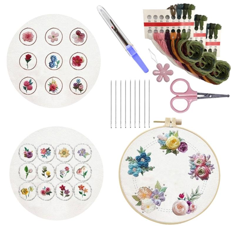 Наборы для вышивания ручной работы с цветочным узором Стартовые наборы для вышивания нитками и иголкой Наборы для шитья Наборы для вышивания крестом