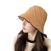 Women's Summer Straw Fisherman Hat, Sunshade, Face-Slimming Bucket Hat, Korean Style, Countryside Style, Lace Hollow Design, Versatile Bucket Hat