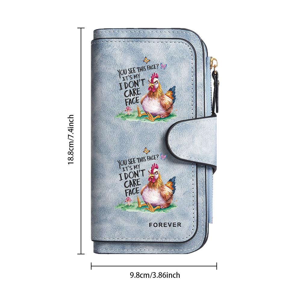Funny Chicken Print Women Leather Wallet Large Capacity Multi Card Holder Casual Portable Purse