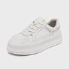 Women's 2023 Spring Genuine Leather Thick-Soled White Height-Boost Biscuit Sneakers
