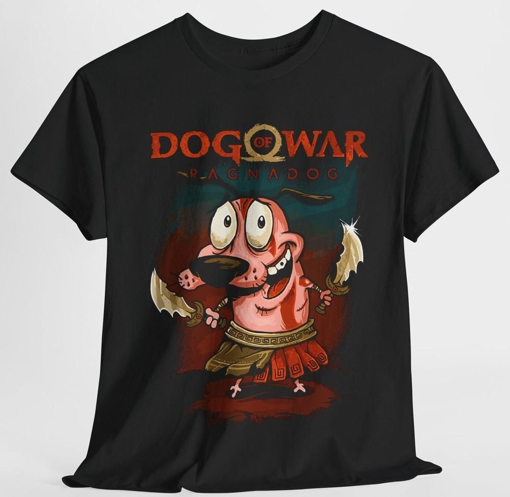 Кураж - Трусливый Пёс Войны Кратос Футболка Смешной Маш-ап Мультяшная Футболка Унисекс Футболка XXXL