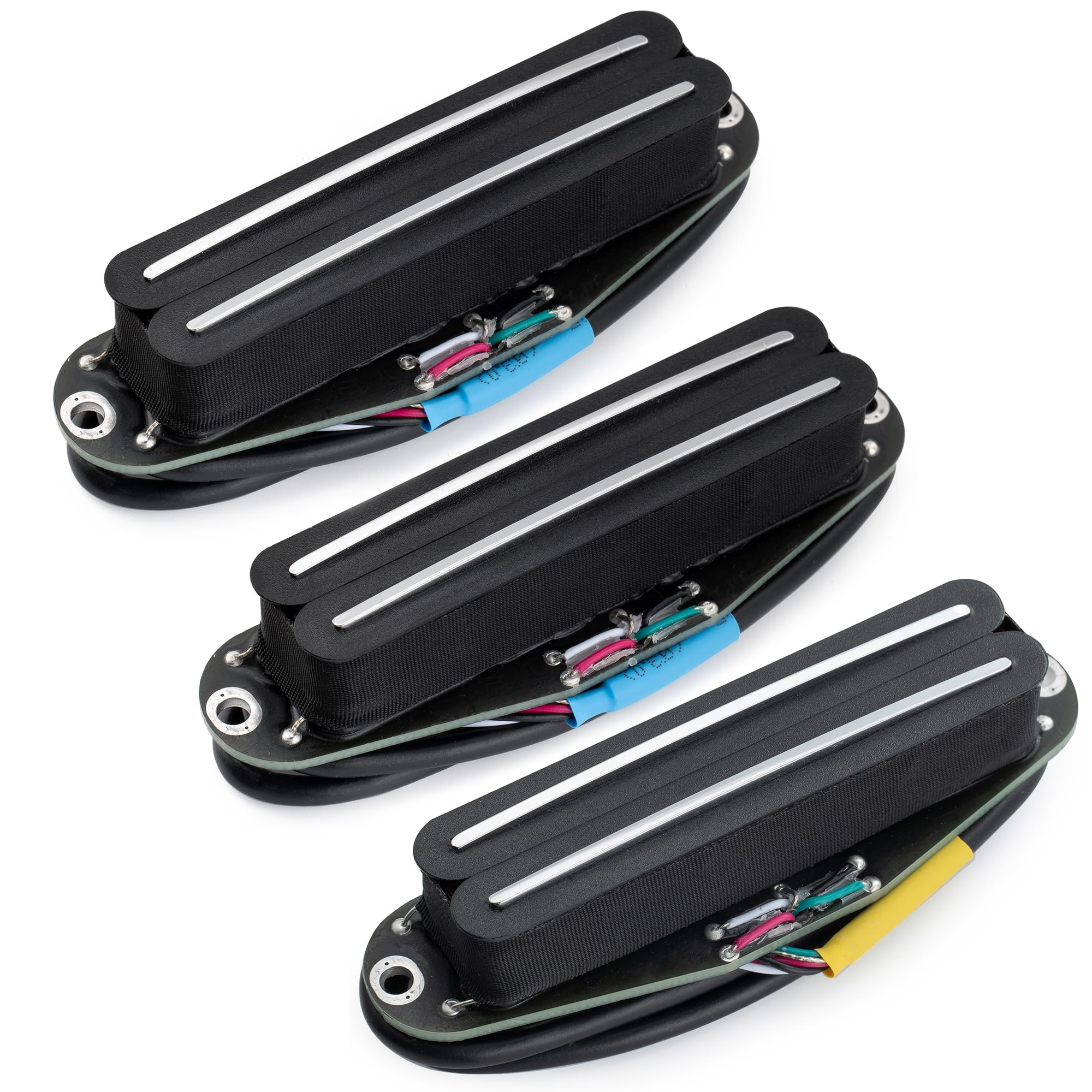 

Звукосниматели-хамбакеры Musiclily Pro Ceramic с Super Distortion и комплектом для бриджа для электрогитары Strat, рельсы из черного хрома, ST-DPHC, одинарный размер для грифа,