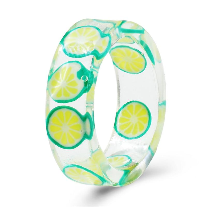 

ЯКЩО МЕНІ Богемний Простий Літній Фрукт Метелик Квітка Прозорі Смоляні Акрилові Кільця для Жінок Дівчат Кавунове Кільце на Палець Ювелірні Вироби Style 1