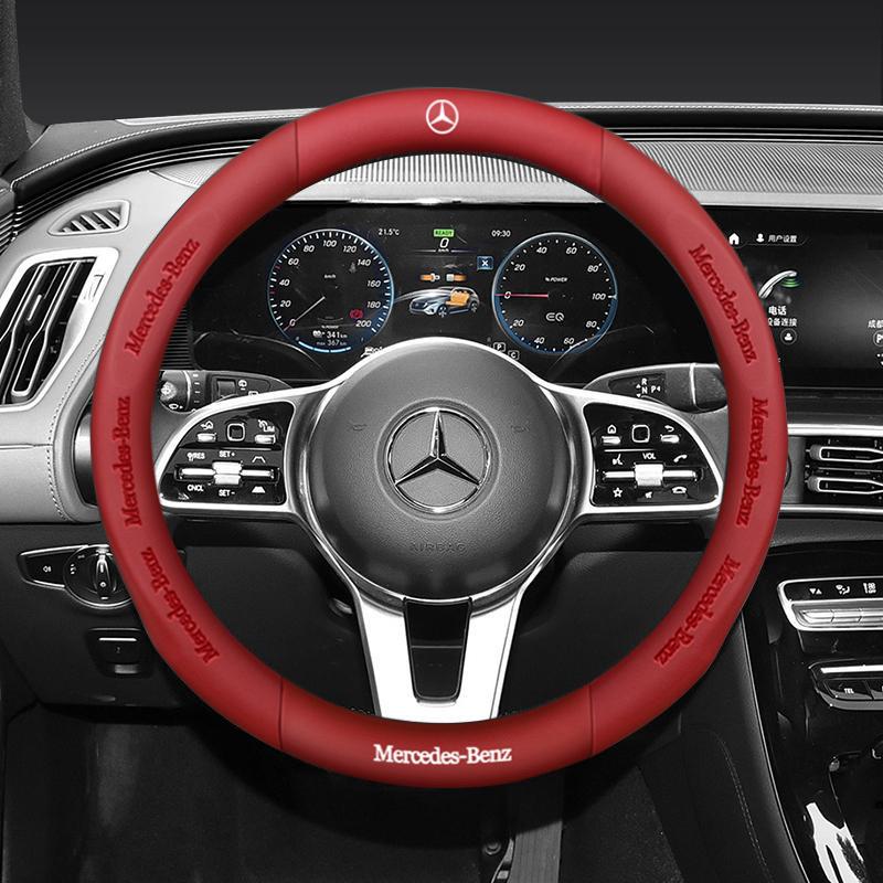 

38см Шкіра 3D Карбування Протиковзка Накладка на Кермо Автомобіля Для Mercedes Benz C-Class E-Class S-Class GLA GLB GLC GLE GLK GLS Red-TypeO
